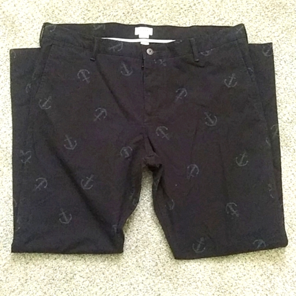 Dockers Men's Black Khaki Pants  Anchor Pattern Size 40x32 Slim Tapered